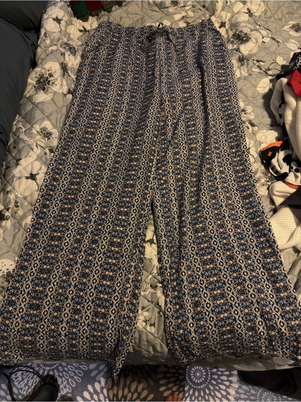 Women's Wide-Leg Printed Pants — Blue Multi